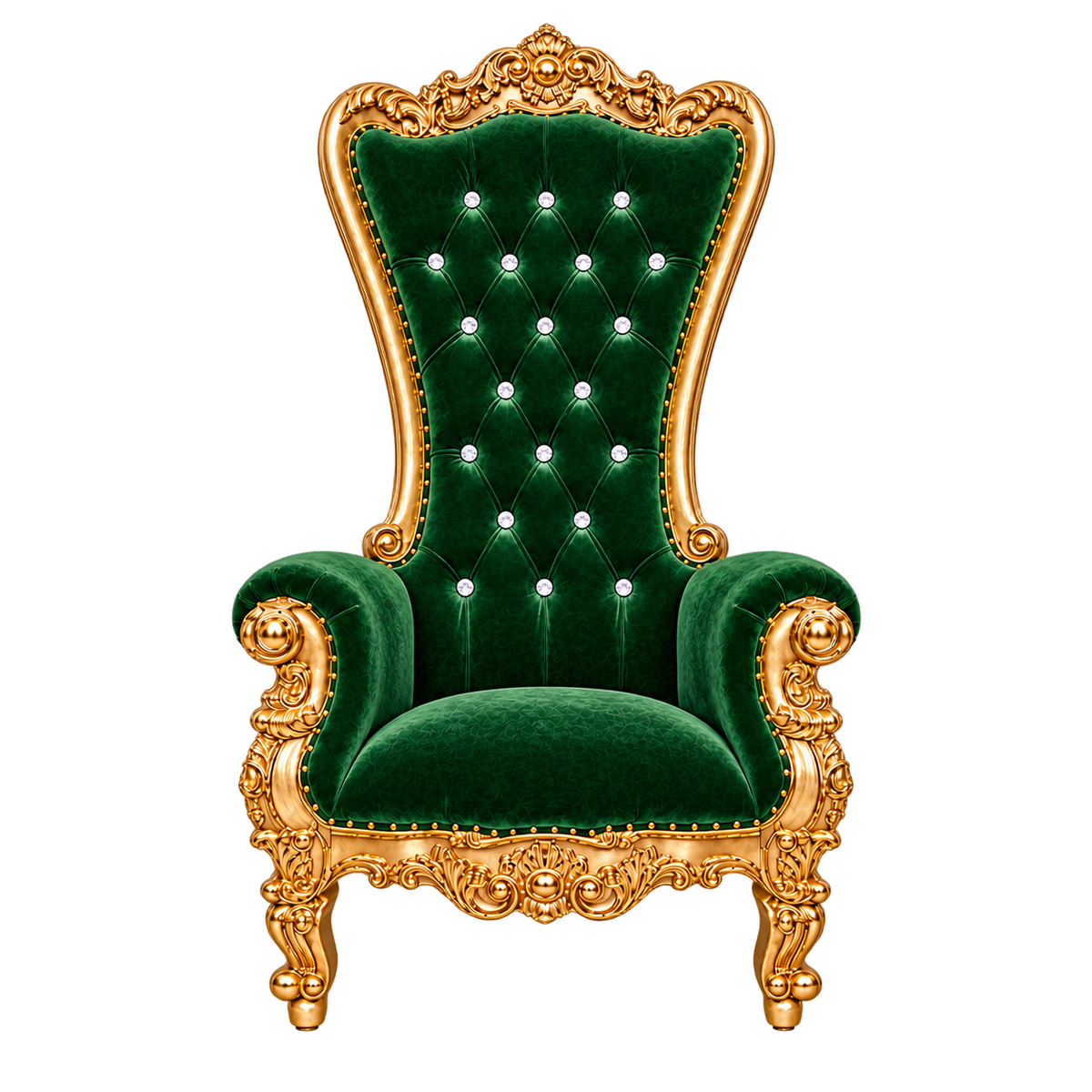 Bellacrest Christmas throne in gold and emerald green