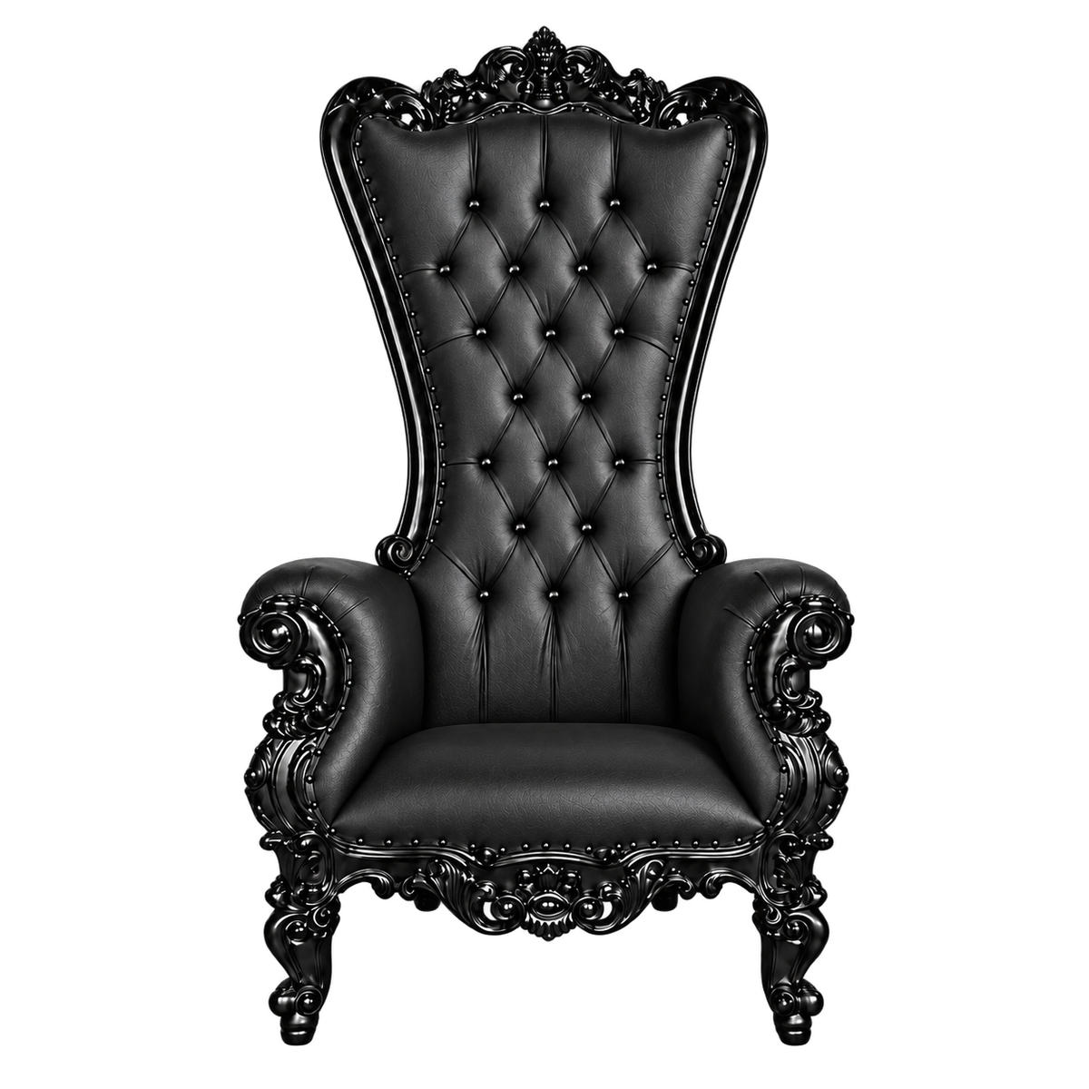 Bellacrest Throne Chair — Gloss Black / Black Bonded Leather