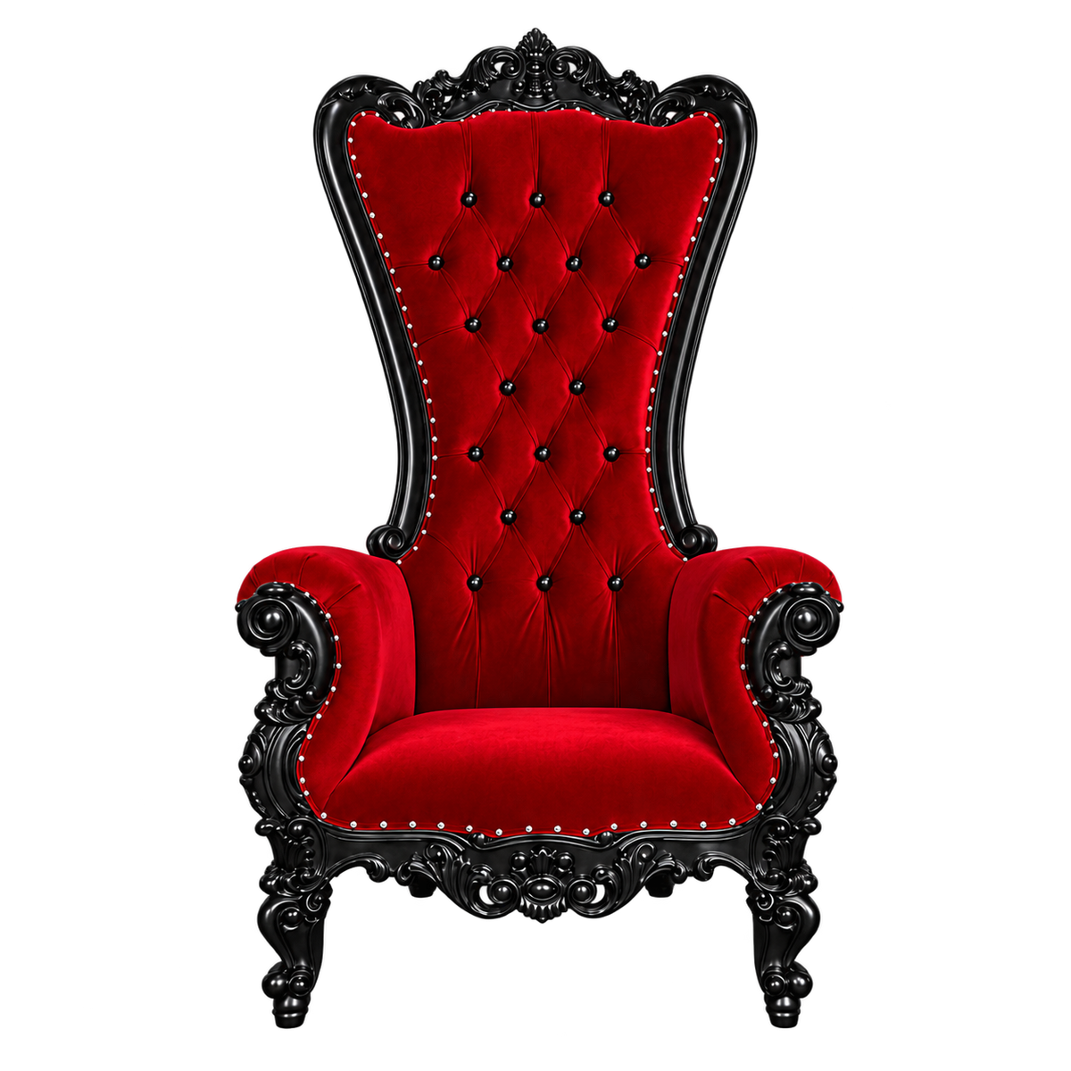 Bellacrest Throne Chair — Gloss Black / Crimson Medici Velvet