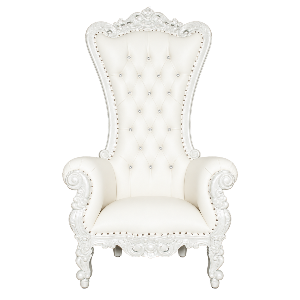 Bellacrest Throne Chair — Gloss White / White Bonded Leather