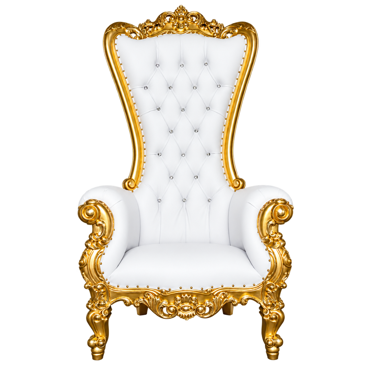 Bellacrest Throne Chair — Gold Leaf / White Bonded Leather