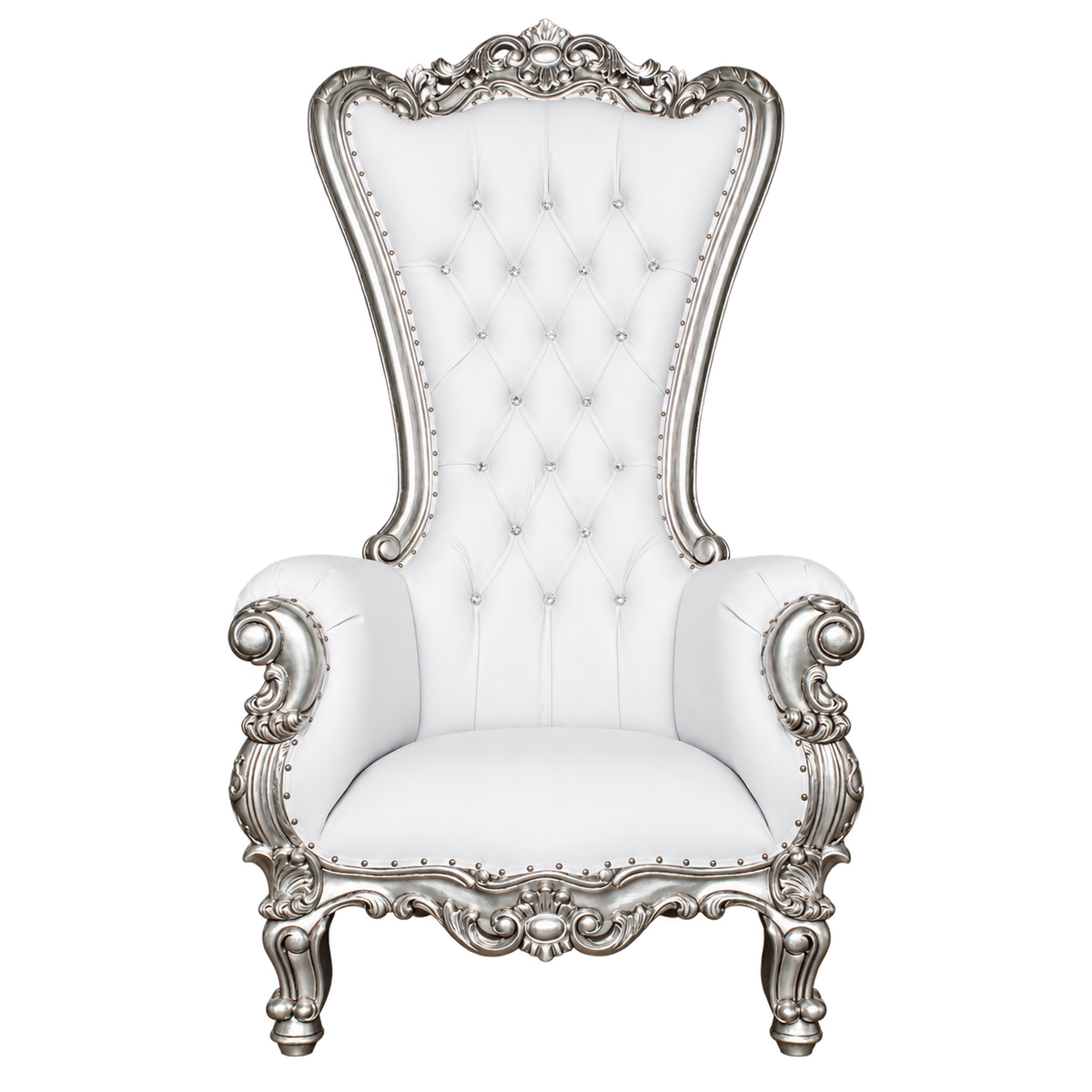 Bellacrest Throne Chair — Silver Leaf / White Bonded Leather