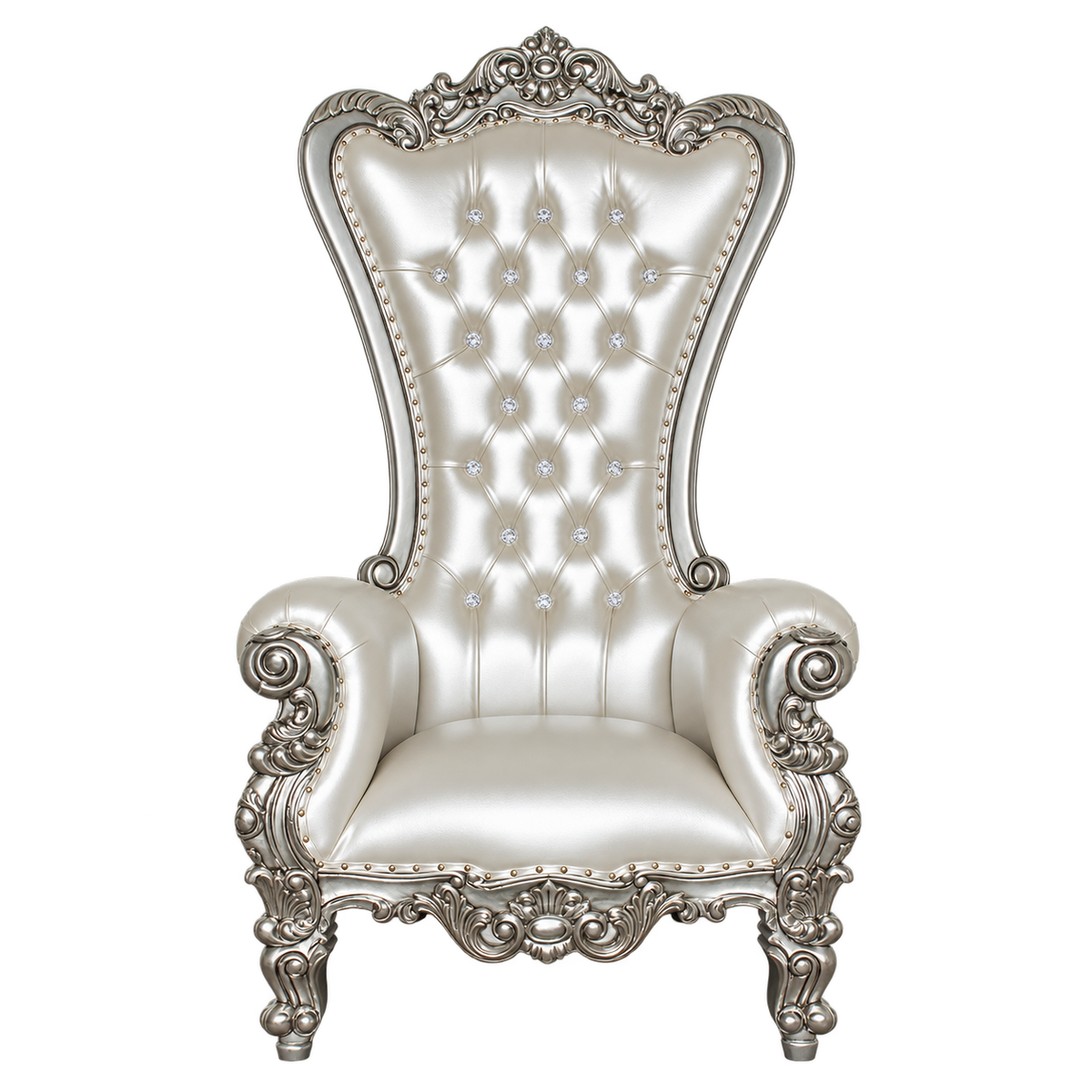 Bellacrest Throne Chair — Silver Leaf / Silver Bonded Leather
