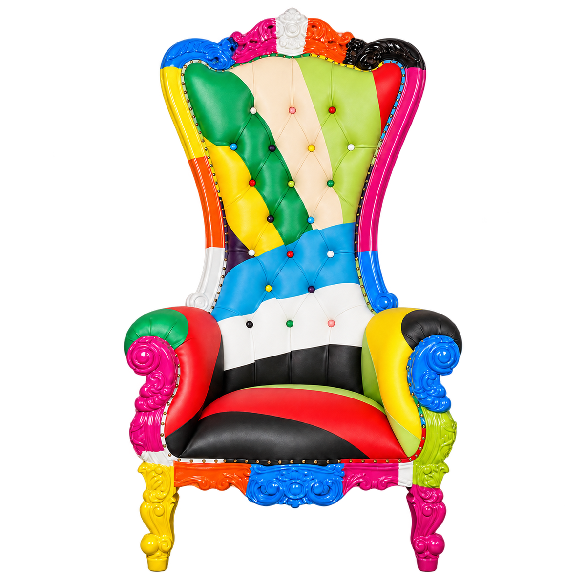 Bellacrest Throne Chair — Gloss Multicolor / Multicolor Bonded Leather