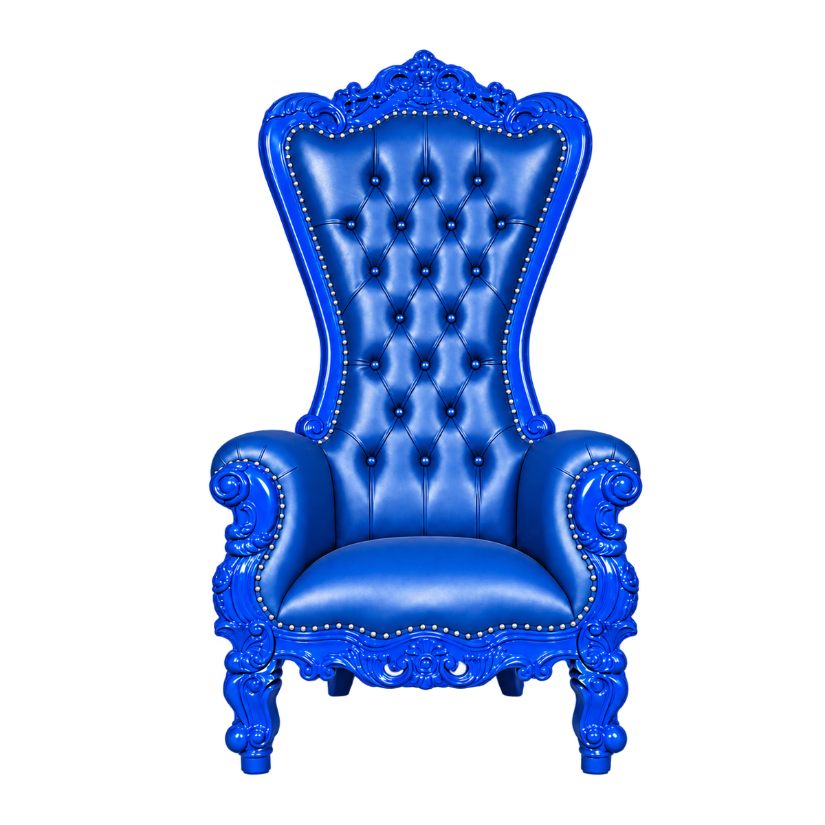 Bellacrest Throne Chair — Gloss Blue / Blue Bonded Leather