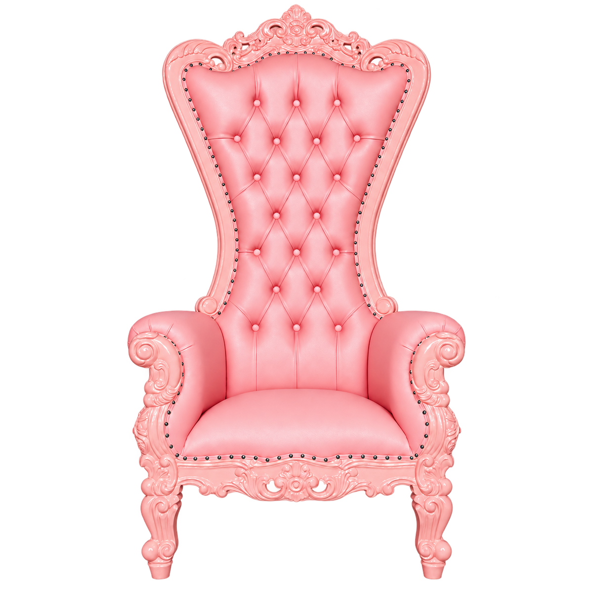 Bellacrest Throne Chair — Gloss Baby Pink / Baby Pink Bonded Leather