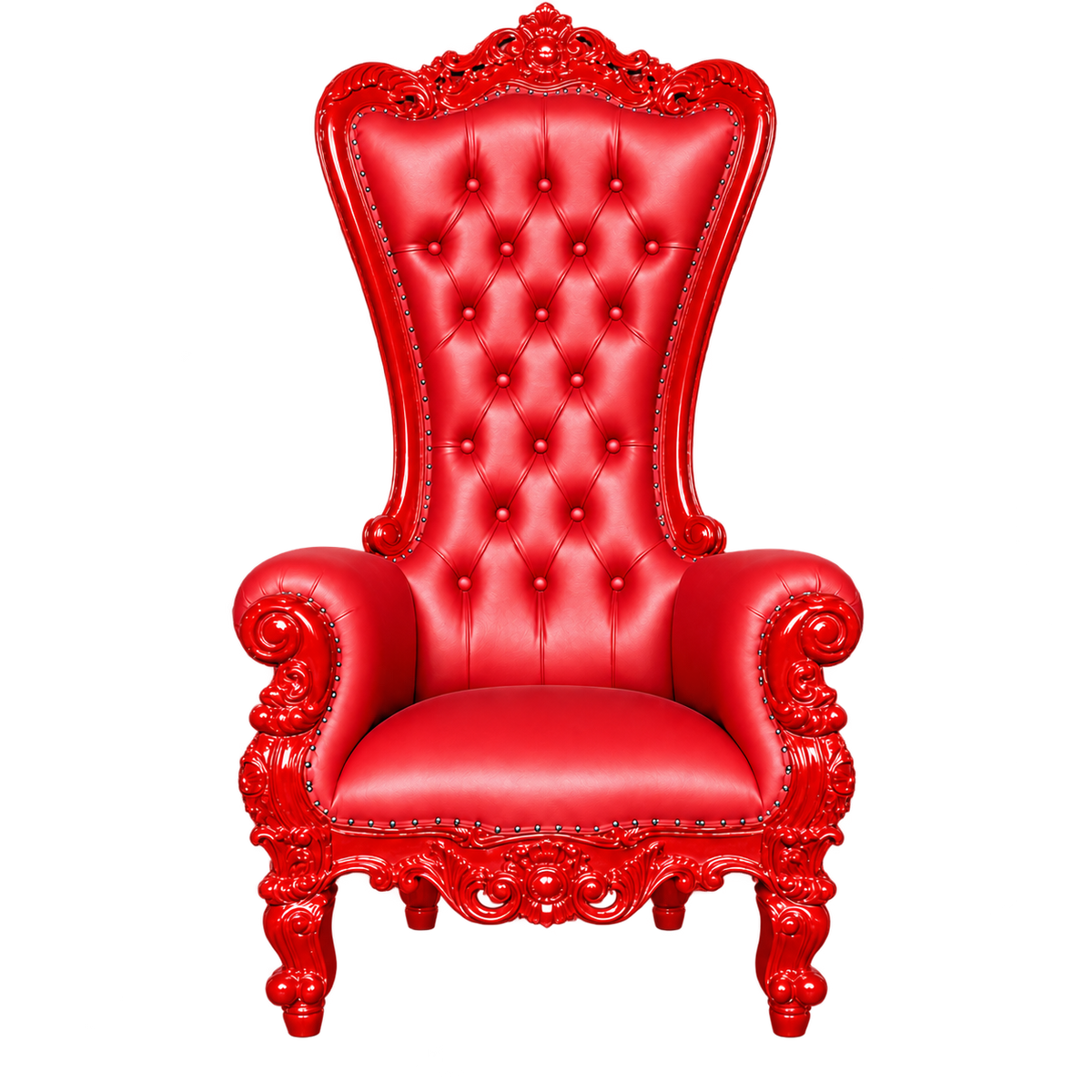 Bellacrest Throne Chair — Gloss Red / Red Bonded Leather