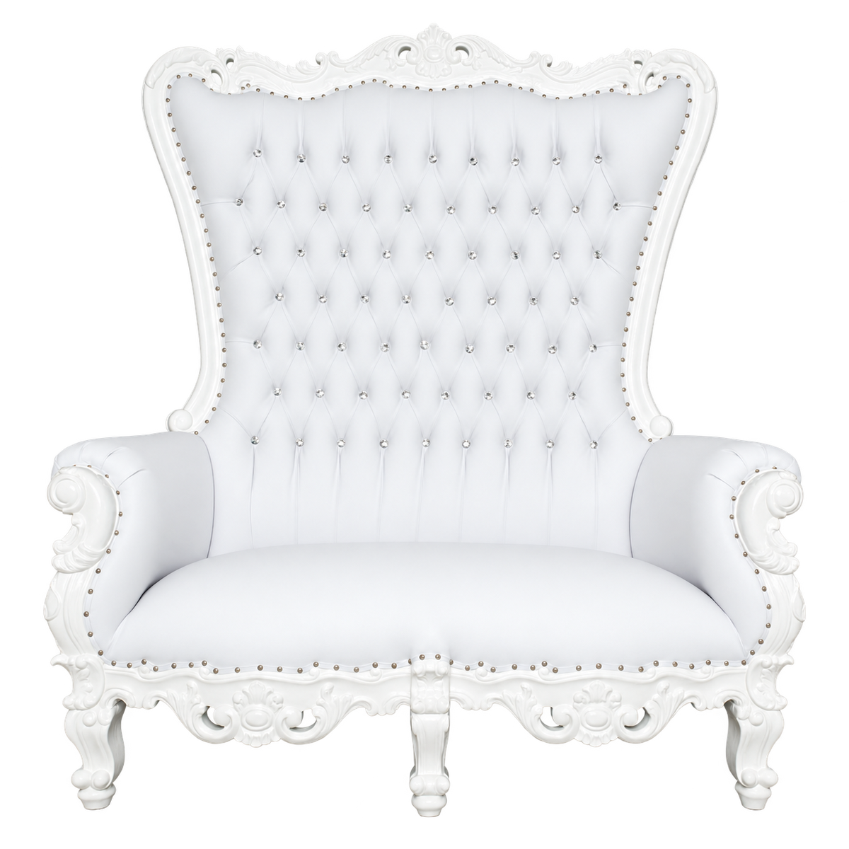 Bellacrest Two-Seat Throne — Gloss White / White Bonded Leather