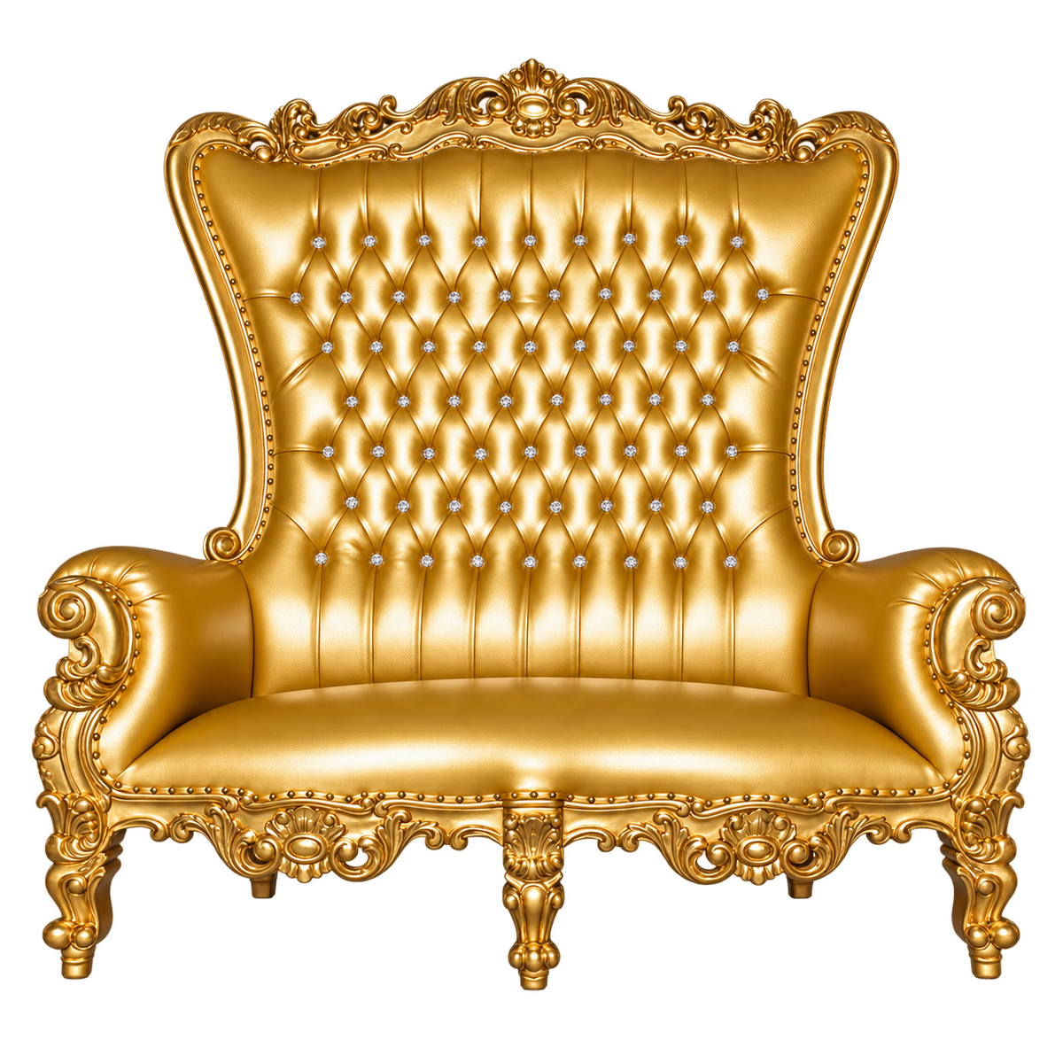 Bellacrest Two-Seat Throne — Gold Leaf / Gold Bonded Leather