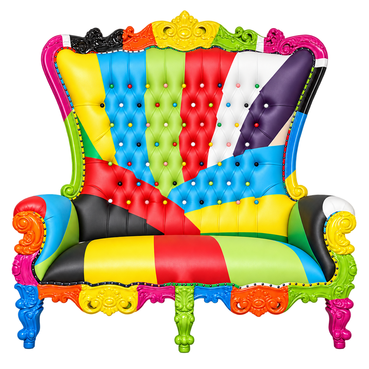 Bellacrest Two-Seat Throne — Gloss Multicolor / Multicolor Bonded Leather