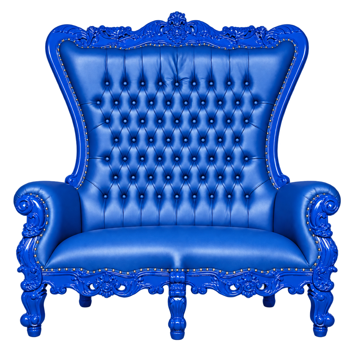 Bellacrest Two-Seat Throne — Gloss Blue / Blue Bonded Leather