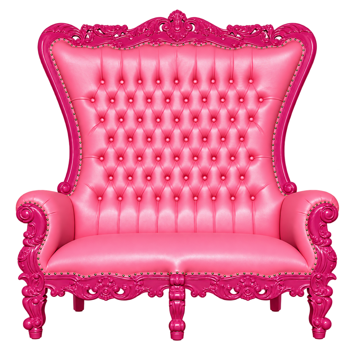 Bellacrest Two-Seat Throne — Gloss Fuchsia / Fuchsia Bonded Leather