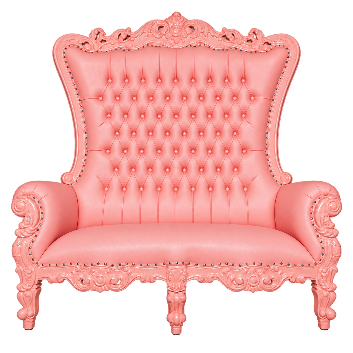 Bellacrest Two-Seat Throne — Gloss Baby Pink / Baby Pink Bonded Leather
