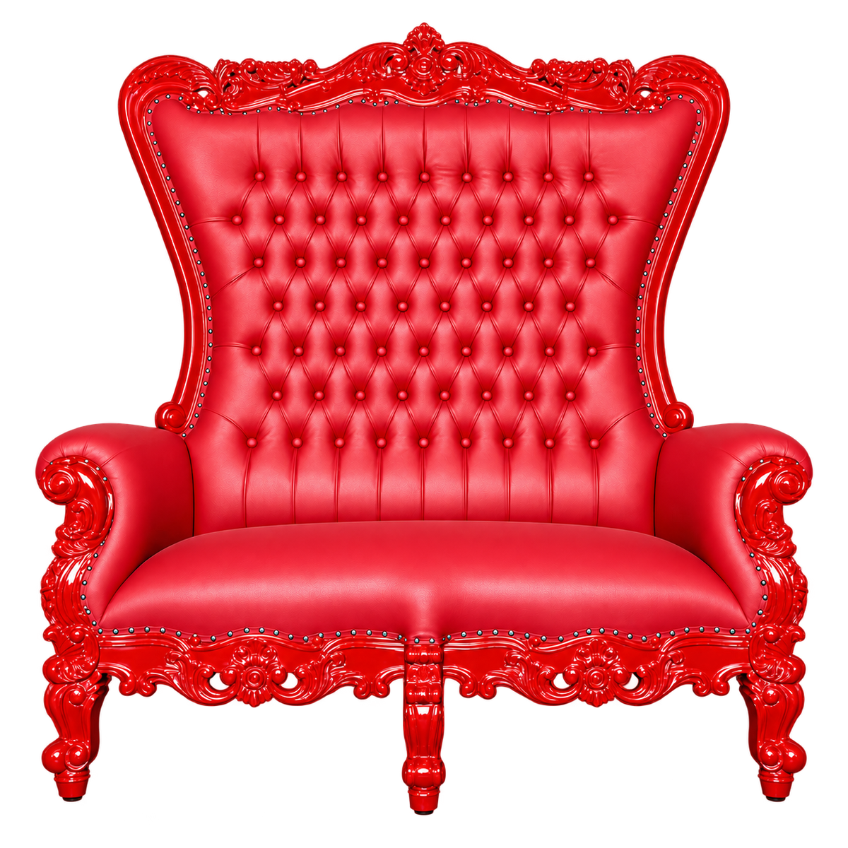Bellacrest Two-Seat Throne — Gloss Red / Red Bonded Leather