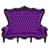Bellacrest Three-Seat Throne — Gloss Black / Royal Purple Medici Velvet