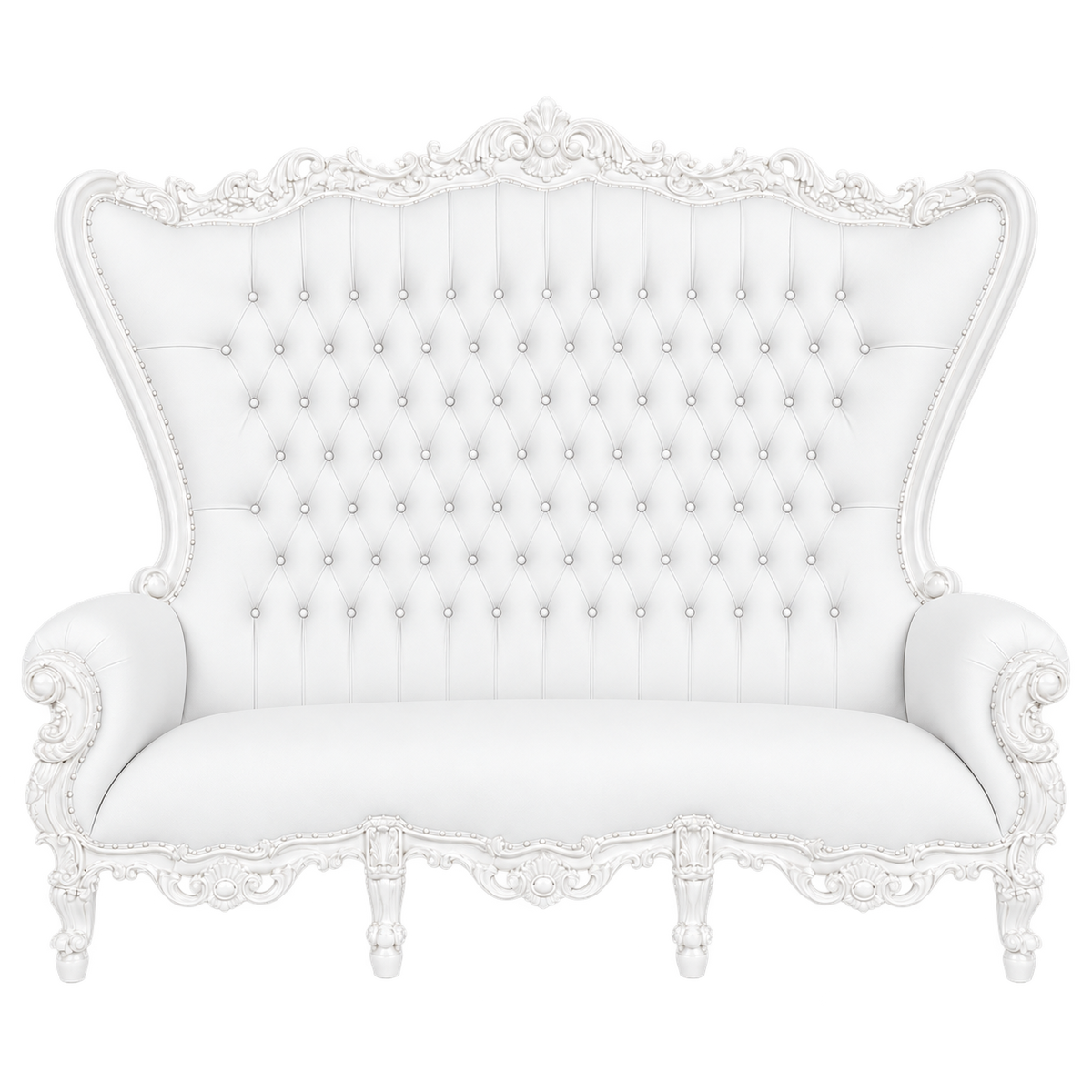 Bellacrest Three-Seat Throne — Gloss White / White Bonded Leather