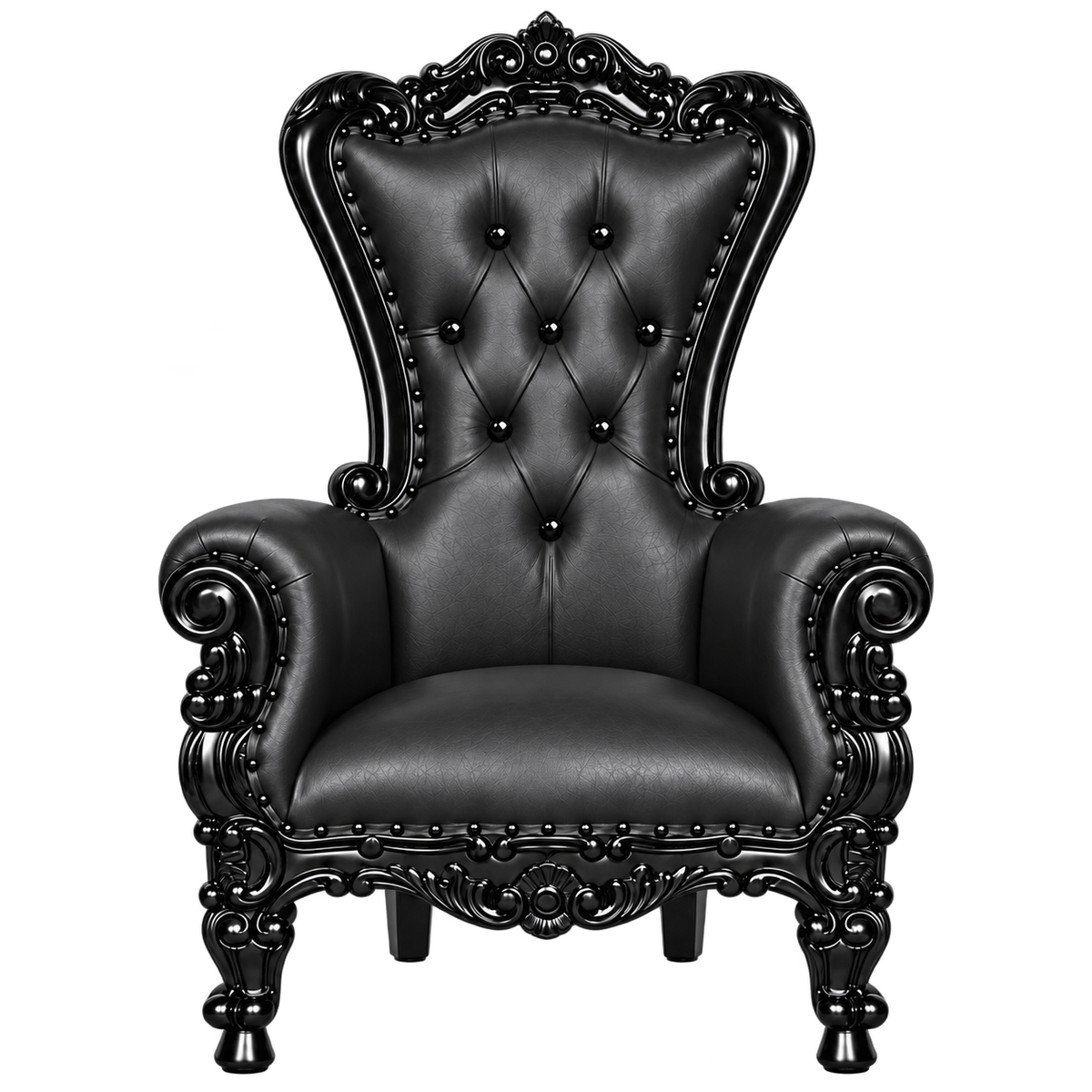 Bellacrest Children’s Throne Chair — Gloss Black / Black Bonded Leather