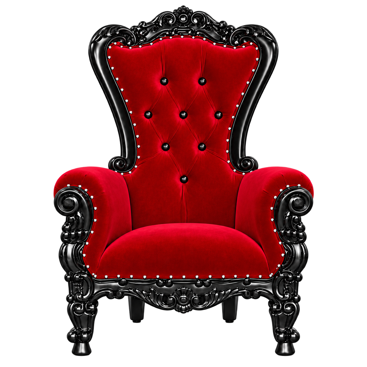 Bellacrest Children’s Throne Chair — Gloss Black / Crimson Medici Velvet
