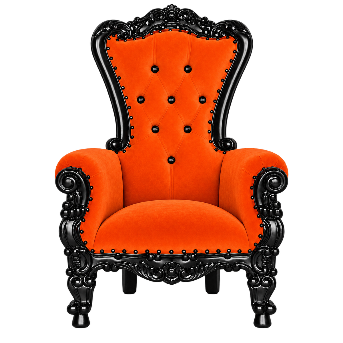 Bellacrest Children’s Throne Chair — Gloss Black / Orange Medici Velvet