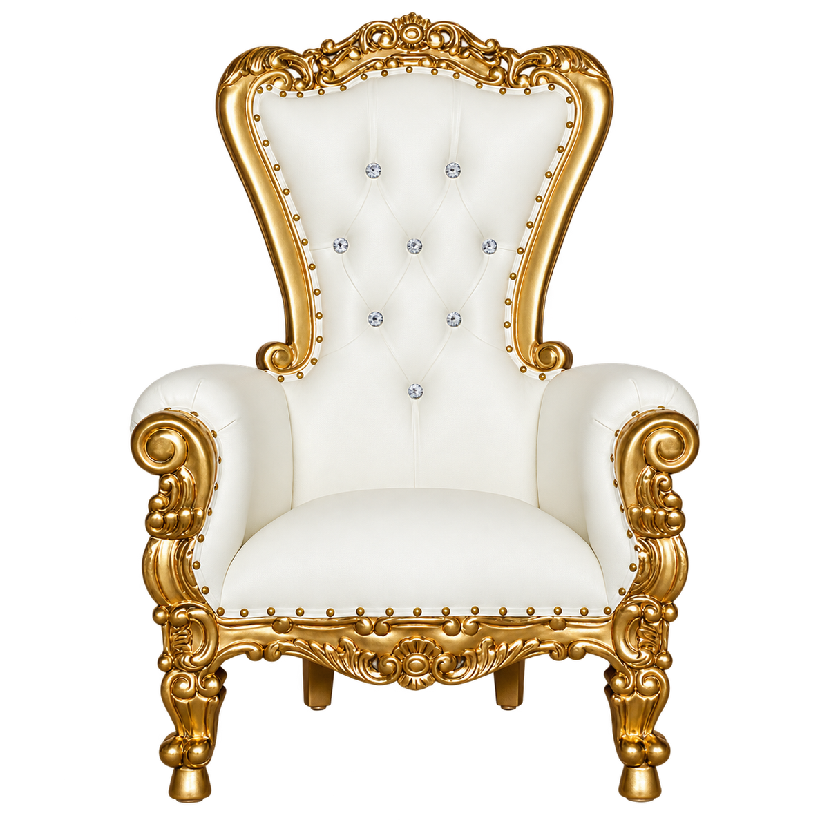 Bellacrest Children’s Throne Chair — Gold Leaf / White Bonded Leather