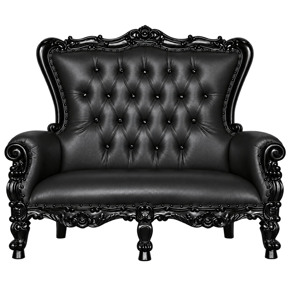 Bellacrest Children’s Two-Seat Throne — Gloss Black / Black Bonded Leather