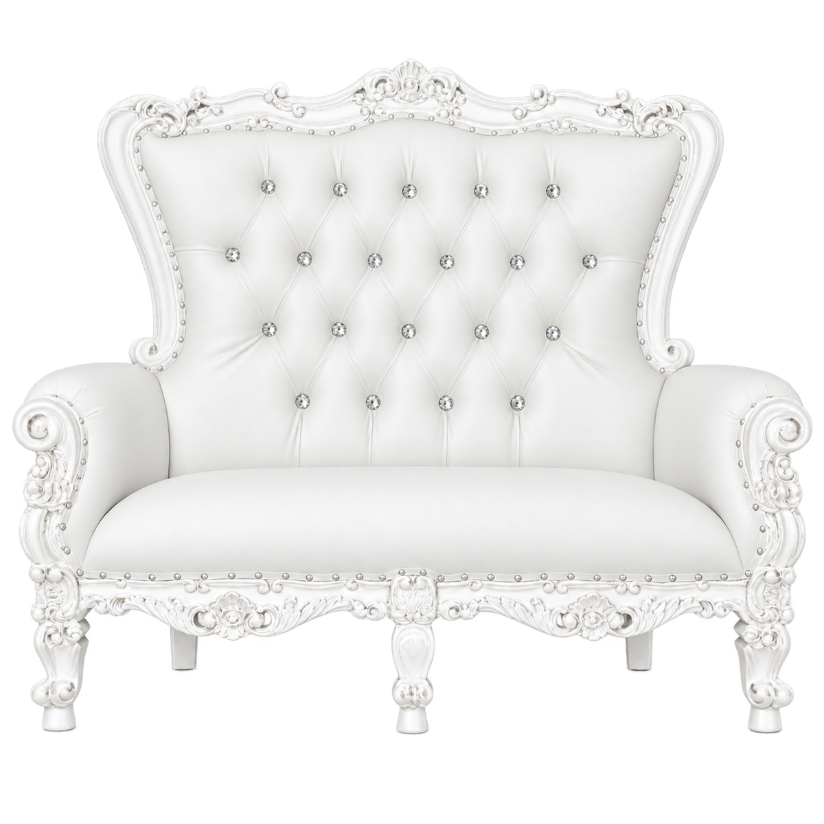 Bellacrest Children’s Two-Seat Throne — Gloss White / White Bonded Leather