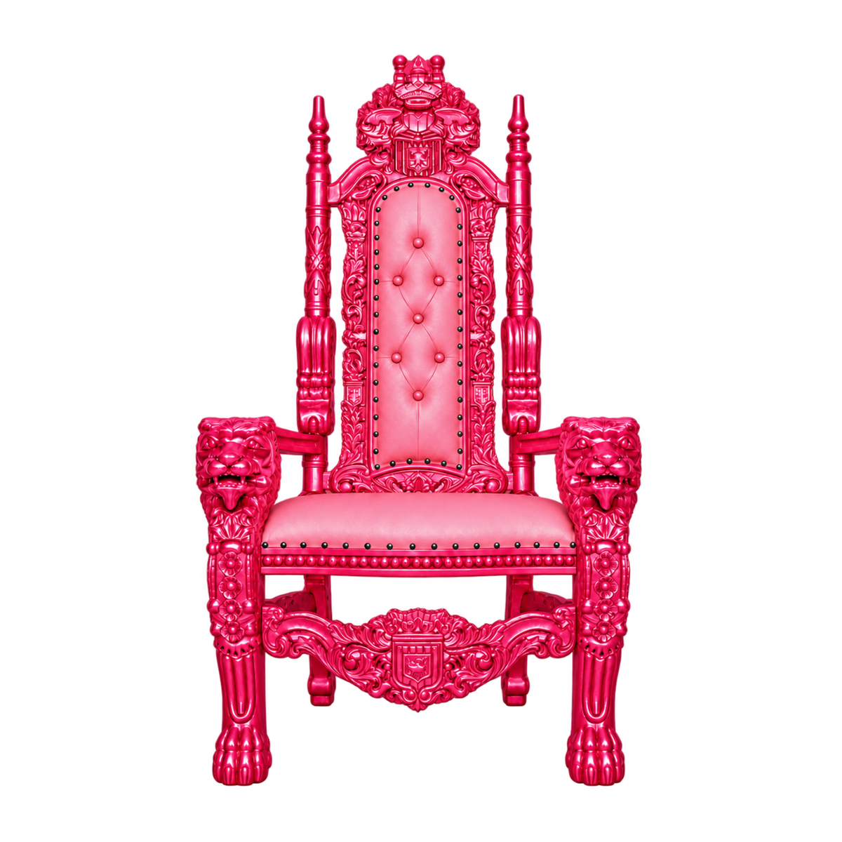 Kingsward Lion Throne Chair — Gloss Fuchsia / Fuchsia Bonded Leather