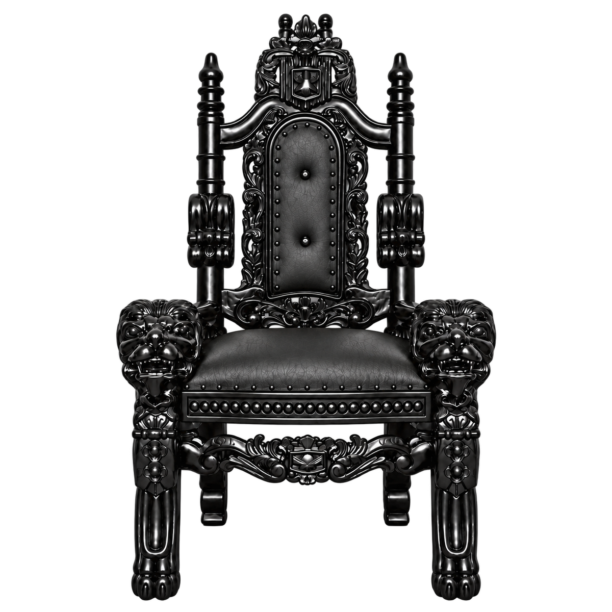 Kingsward Children’s Lion Throne Chair — Gloss Black / Black Bonded Leather