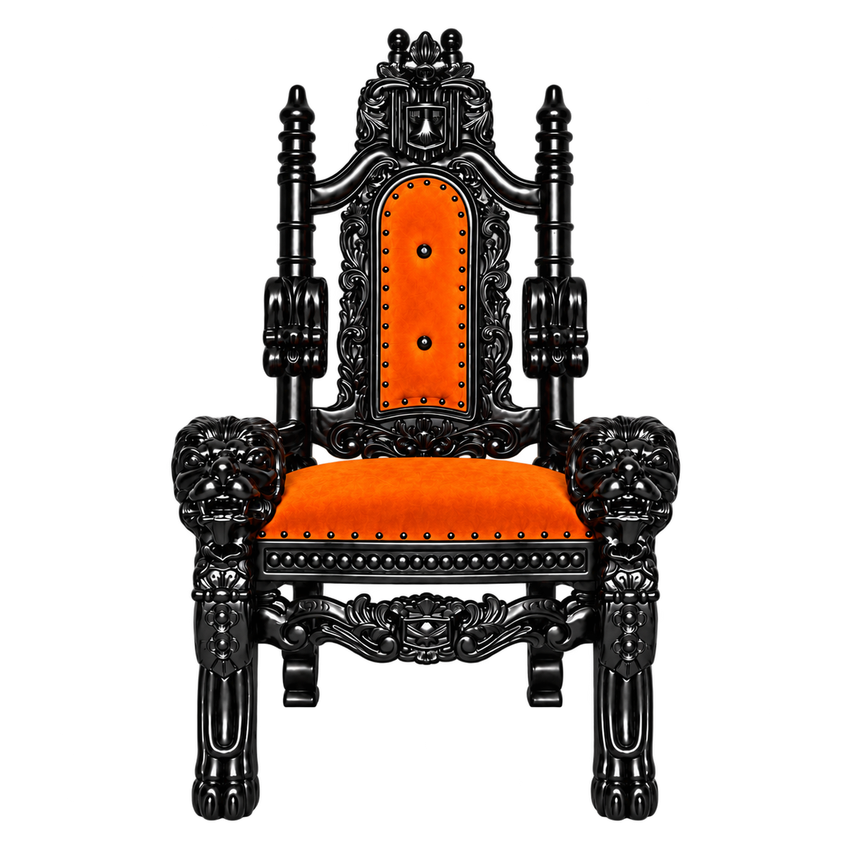 Kingsward Children’s Lion Throne Chair — Gloss Black / Orange Medici Velvet