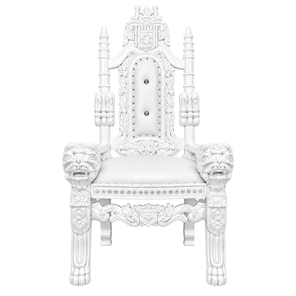 Kingsward Children’s Lion Throne Chair — Gloss White / White Bonded Leather