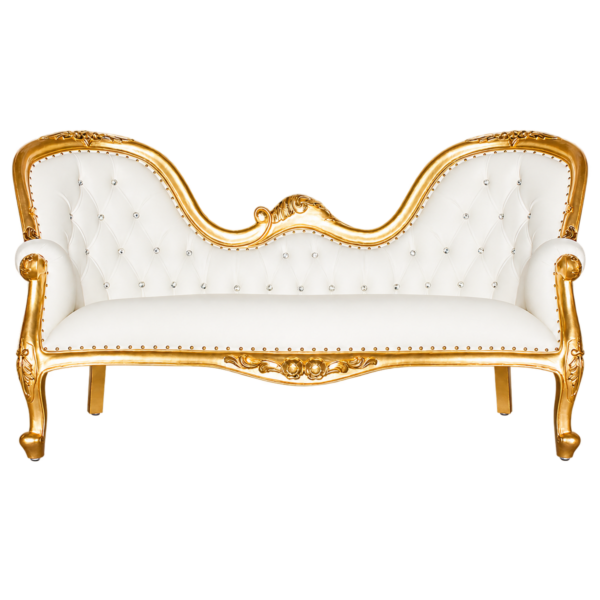 Amorwyn Sofa — Satin Gold / White Bonded Leather