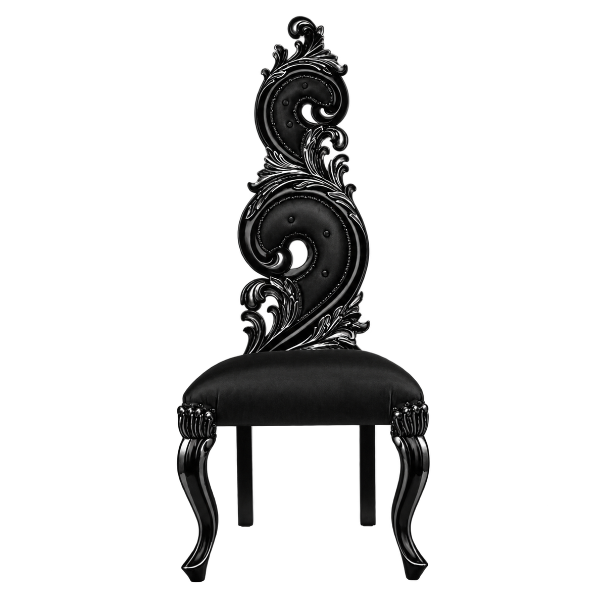 Scrollmere Throne Chair — Gloss Black / Black Bonded Leather