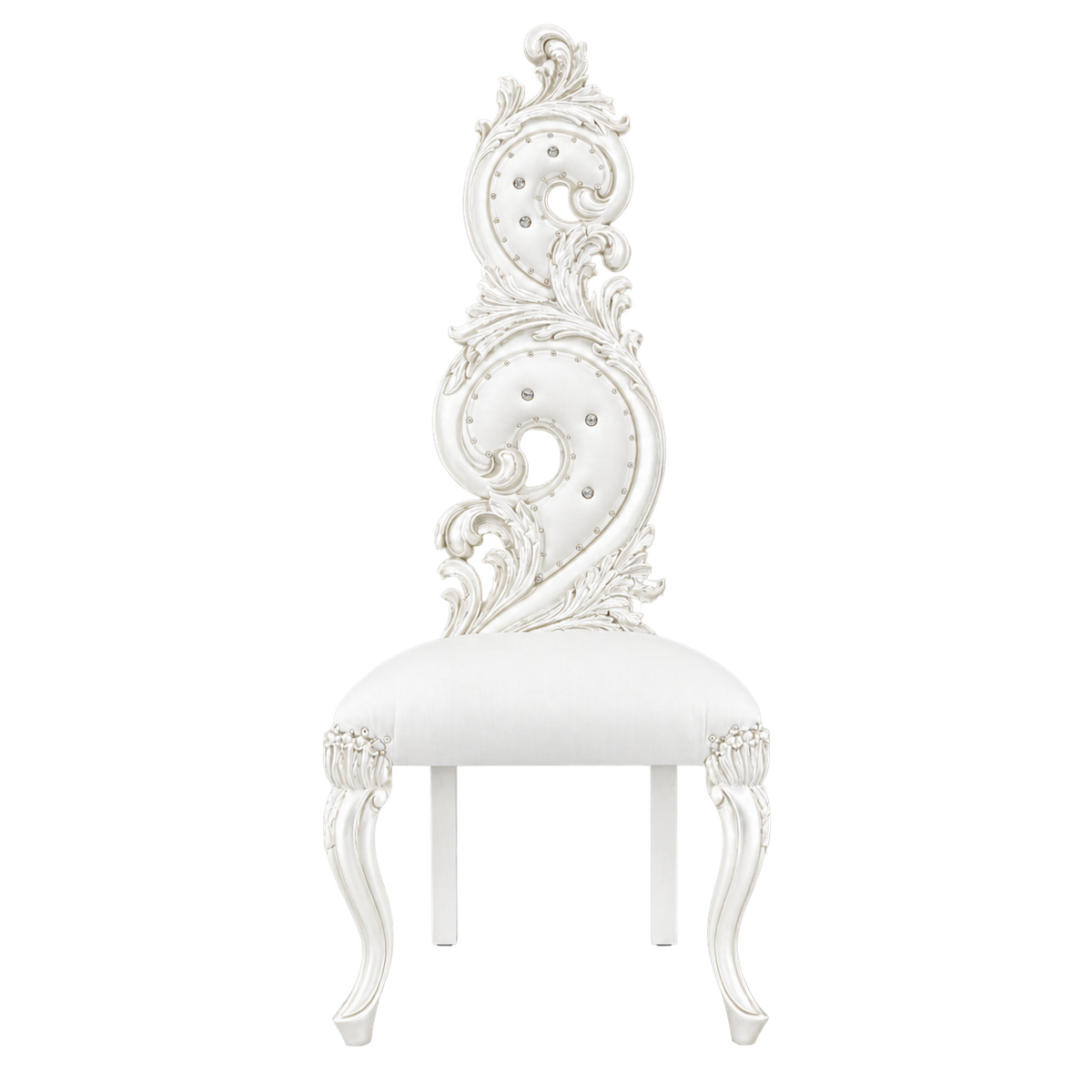 Scrollmere Throne Chair — Gloss White / White Bonded Leather