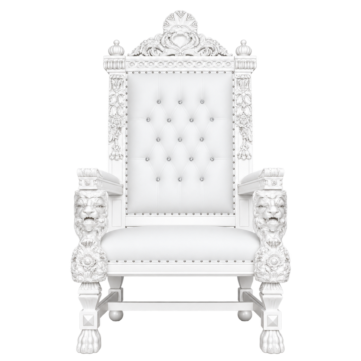 Highcourt Lion Throne Chair — Gloss White / White Bonded Leather