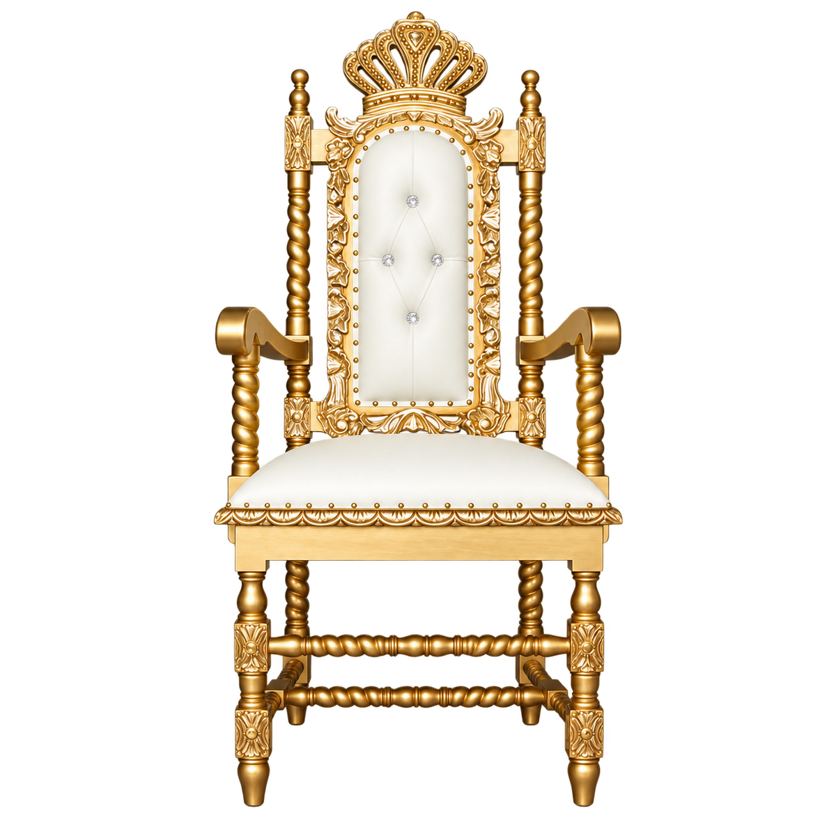 Aldercourt Throne Chair — Gold Leaf / White Bonded Leather