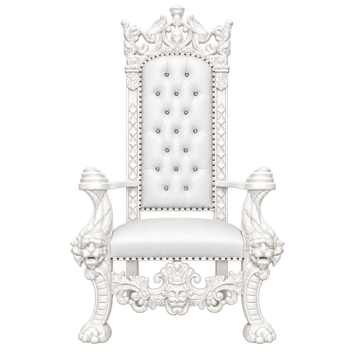 Leoncourt Lion Throne Chair — Gloss White / White Bonded Leather