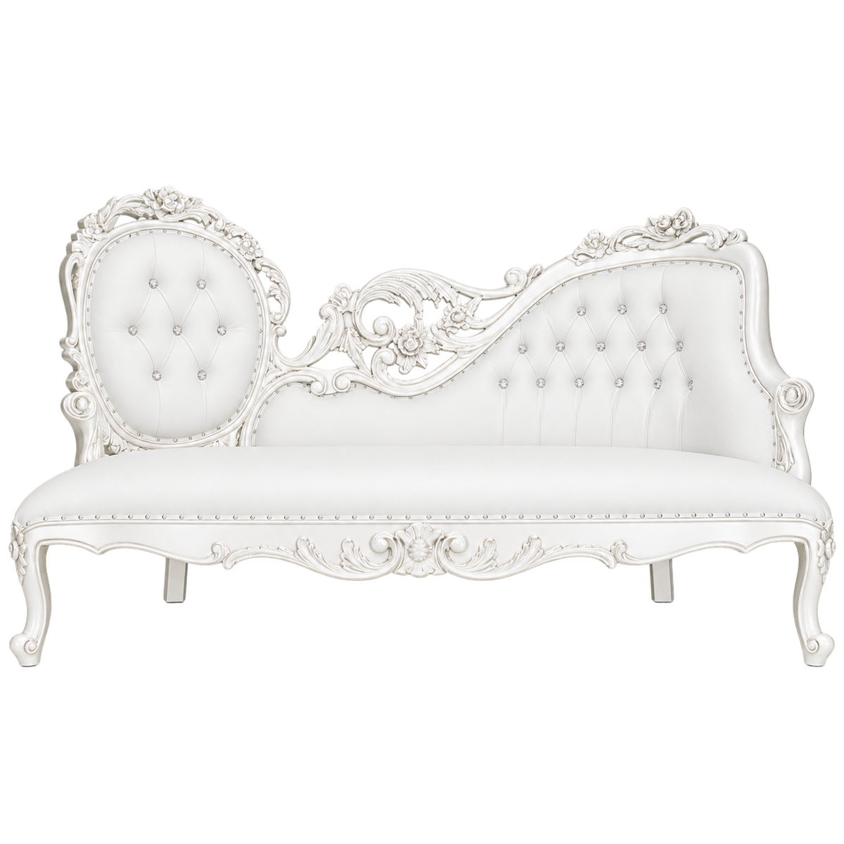 Floracourt Settee — Gloss White / White Bonded Leather
