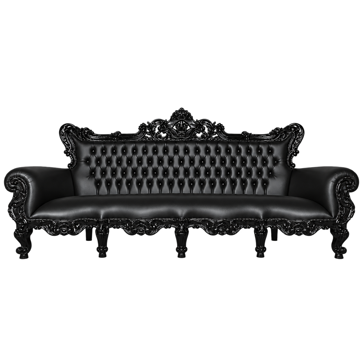 Regenthall Sofa — Gloss Black / Black Bonded Leather