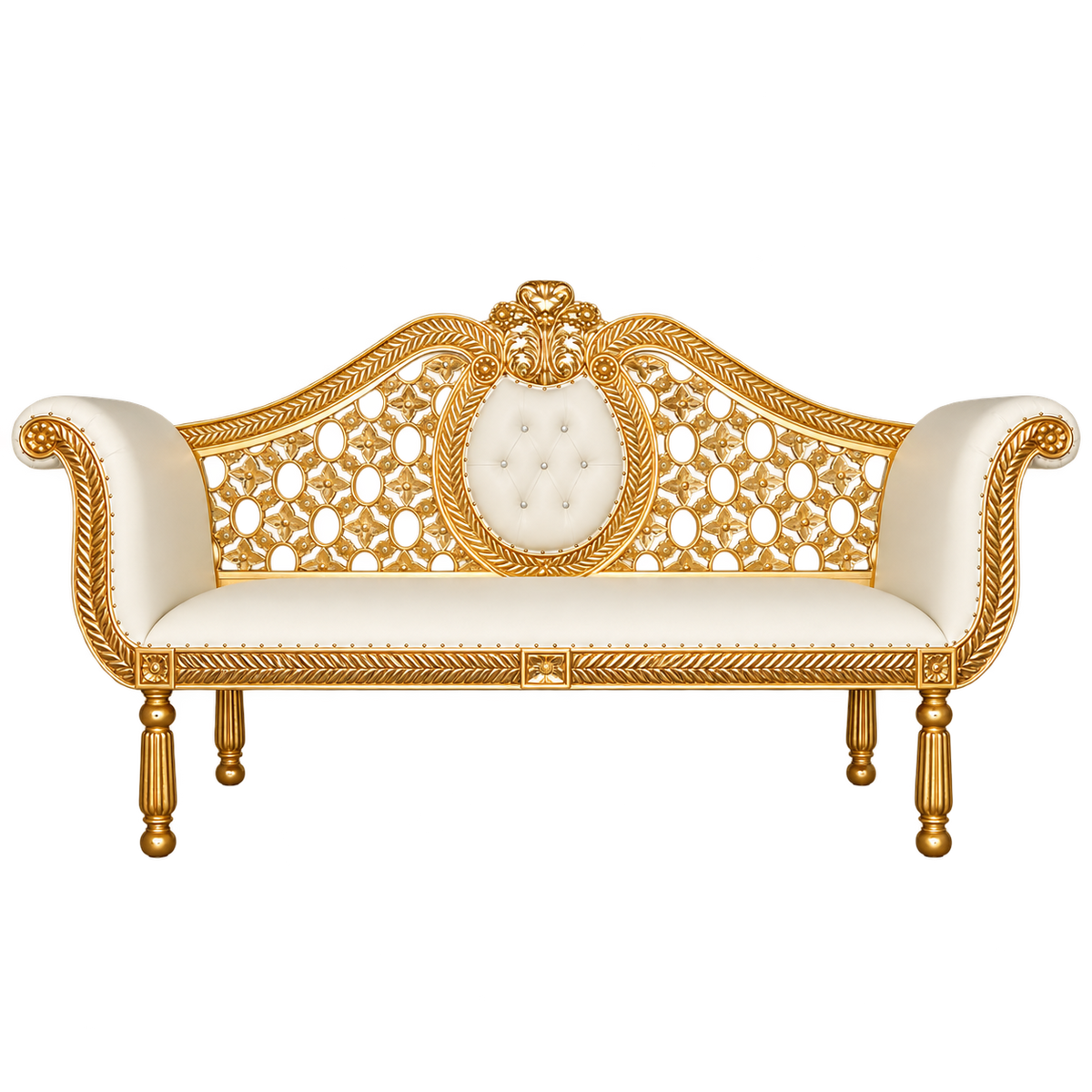 Lauremont Sofa — Gold Leaf / White Bonded Leather