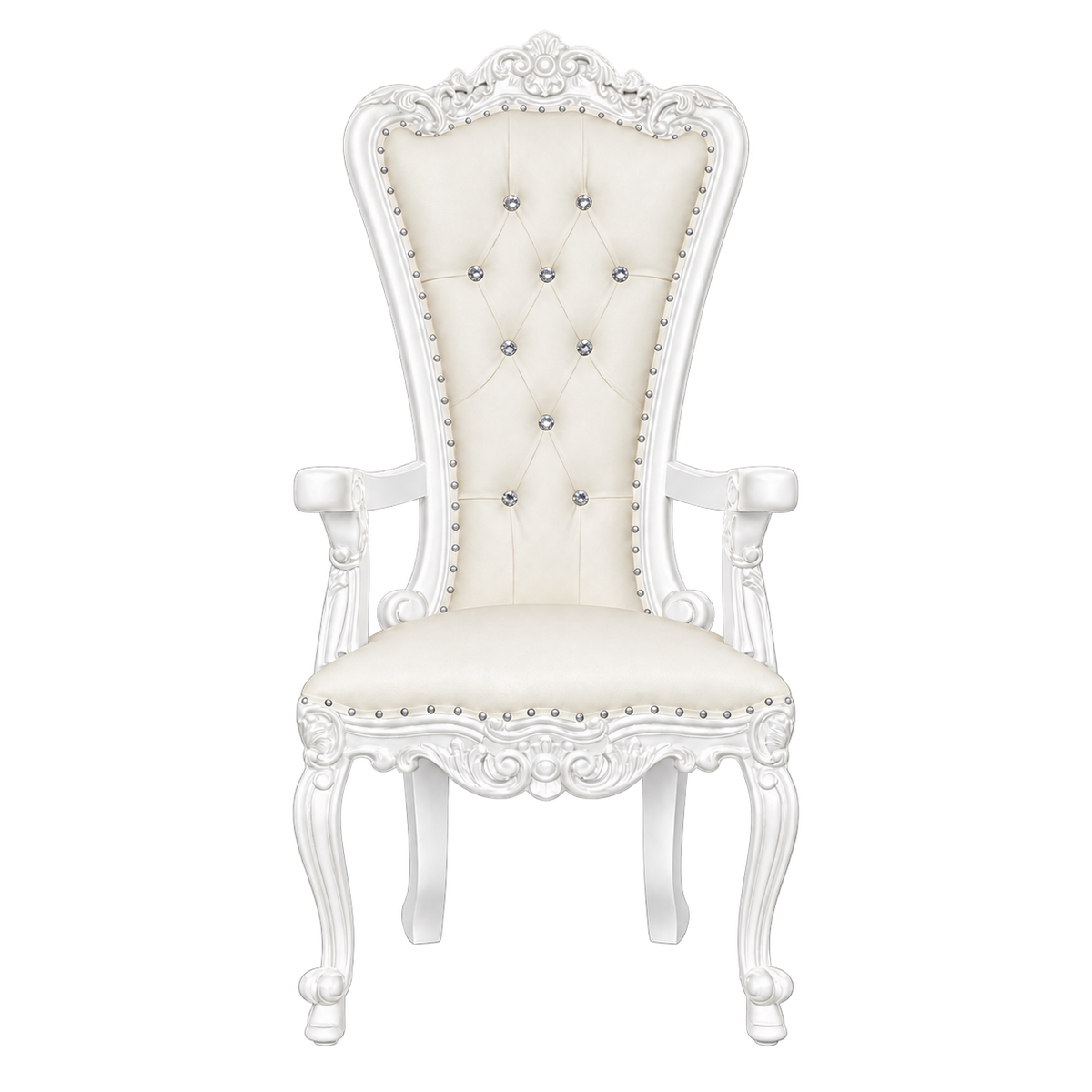 Courtmere Throne Chair — Gloss White / White Bonded Leather