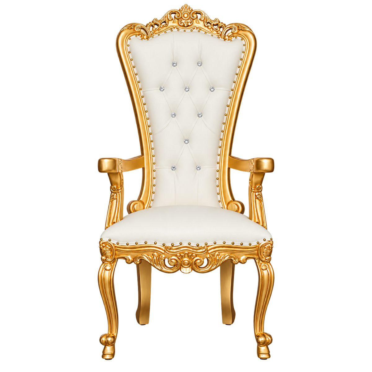 Courtmere Throne Chair — Gold Leaf / White Bonded Leather