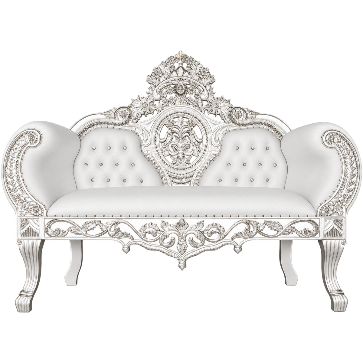 Crestavon Loveseat with white frame and white tufted upholstery
