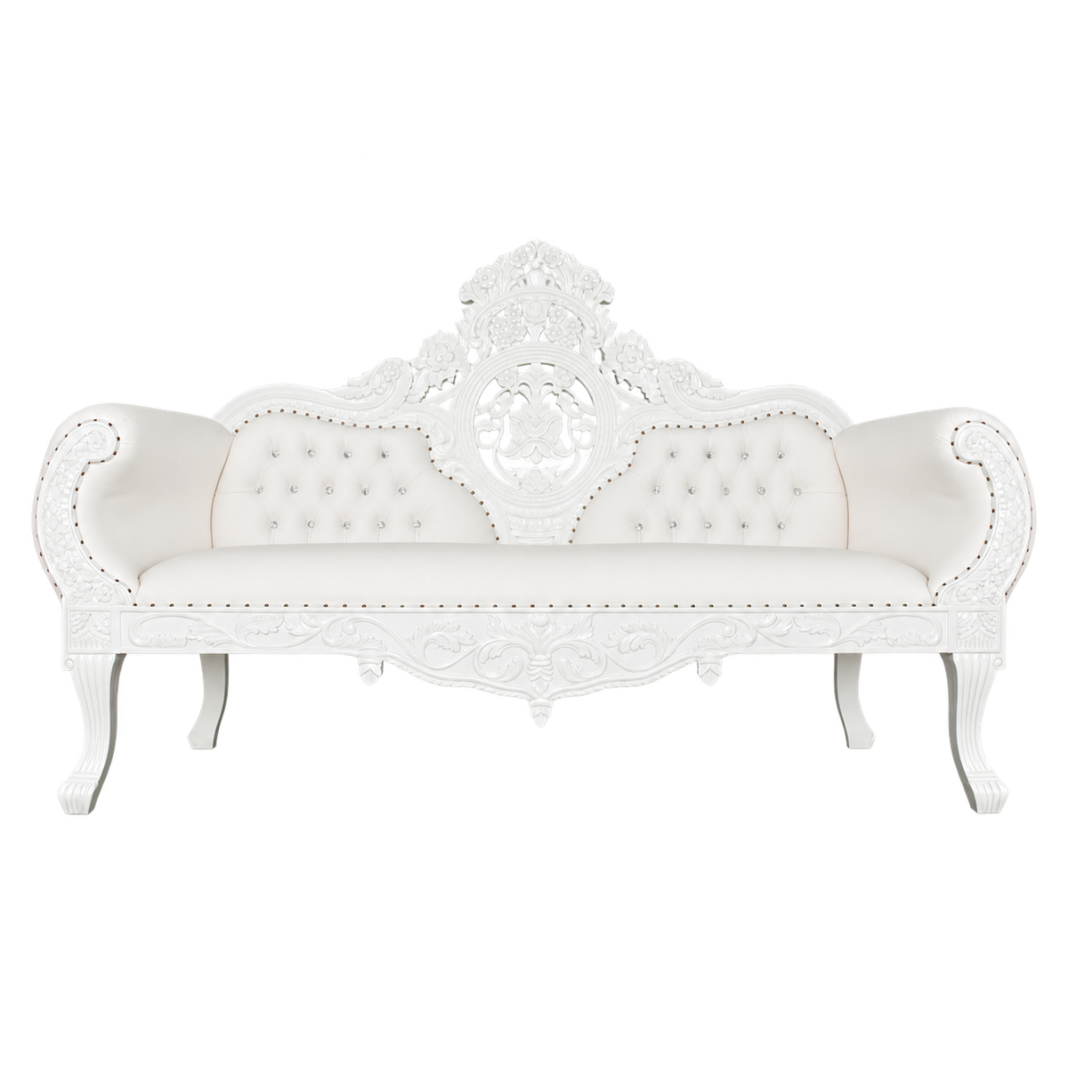 Crestavon Sofa with white frame and white tufted upholstery