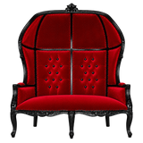 Crownvale Canopy Two-Seat Throne — Gloss Black / Crimson Medici Velvet