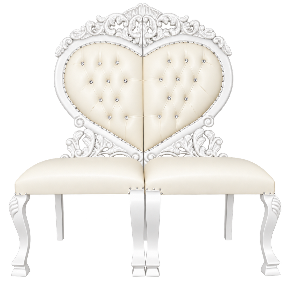 Heartmere Heart Chair Pair — Gloss White / White Bonded Leather
