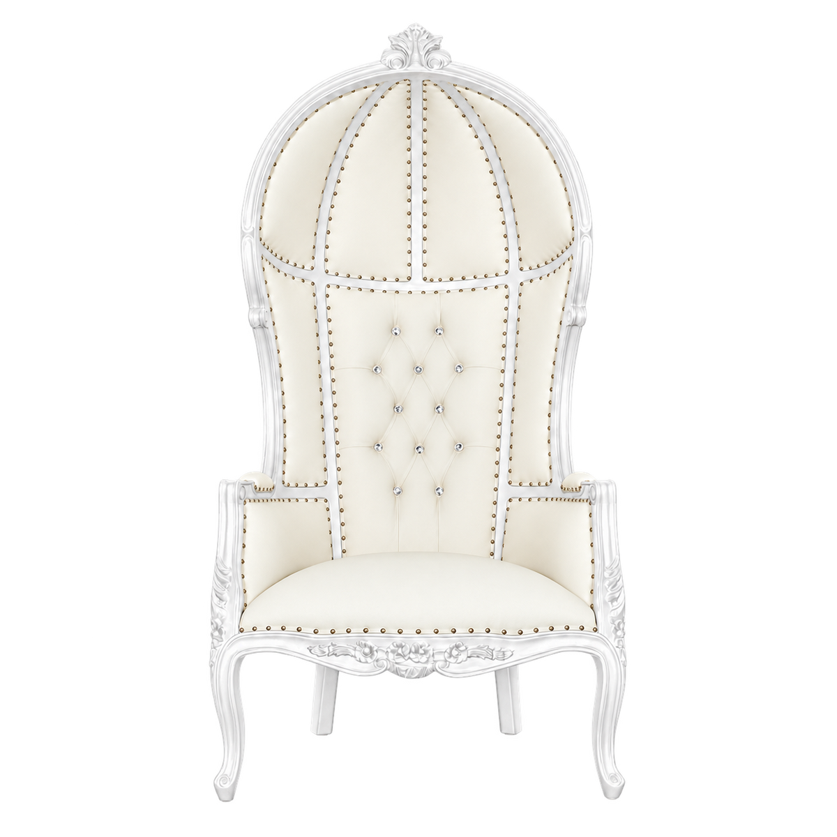 Palavelle Canopy Throne Chair — Gloss White / White Bonded Leather
