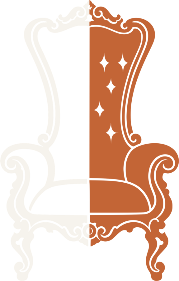 Throne Source ivory and orange throne chair logo